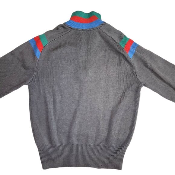 Vintage White Stag Grey Wool Blend Quarter Zip Pullover Sweater Size L - Picture 2 of 7